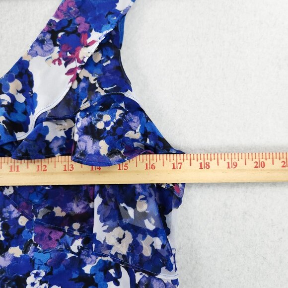 WHBM Shirt Womens Medium Blue Purple Tiered Ruffle Sleeveless Casual Top - Picture 3 of 10